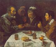 VELAZQUEZ, Diego Rodriguez de Silva y Peasants at the Table (El Almuerzo) r oil on canvas